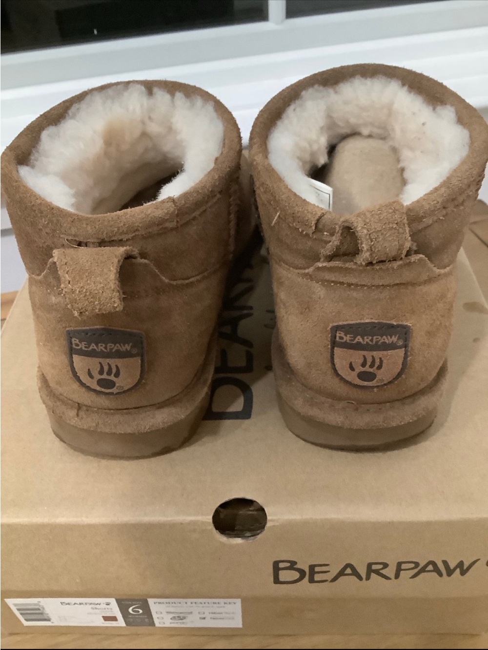 BearPaw Chestnut Short Suede Shearling Ankle Boots - Picture 4 of 6